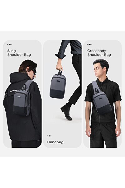 SPAHER Men Sling Bag Waterproof Crossbody Chest Bag with USB Port