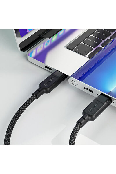 Acefast Charging Cable USB-C, 2-in-1 2 USBC Cable, 100W PD Fast Charging, 1.2m Braided Cable -Black