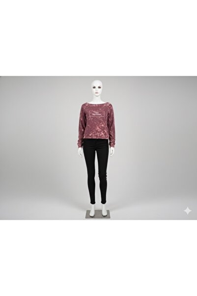 Bordo batik desen Pamuklu sweatshirt