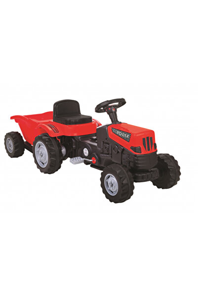 PİLSAN Power Red children's tractor with trailer, pedal-operated, chain transmission, steering wheel with key