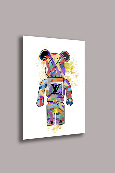 gxe.art Pictură modernă pe sticlă cu siluetă de urs colorat