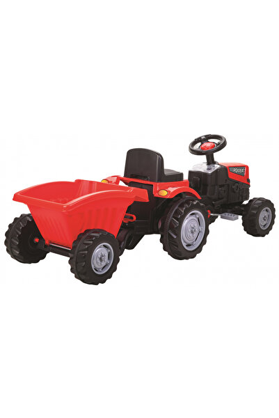 PİLSAN Power Red children's tractor with trailer, pedal-operated, chain transmission, steering wheel with key