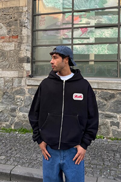 Flaw Wear Hanorac cu glugă cu fermoar Premium Fabric Illıcıt Bloc cu imprimeu...