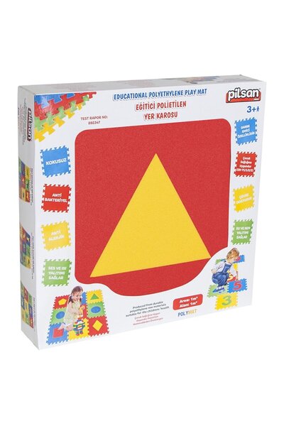 PİLSAN Puzzle mat for children Geometric shapes 9 pieces 33x33cm made of thermal insulation foam, educational,
