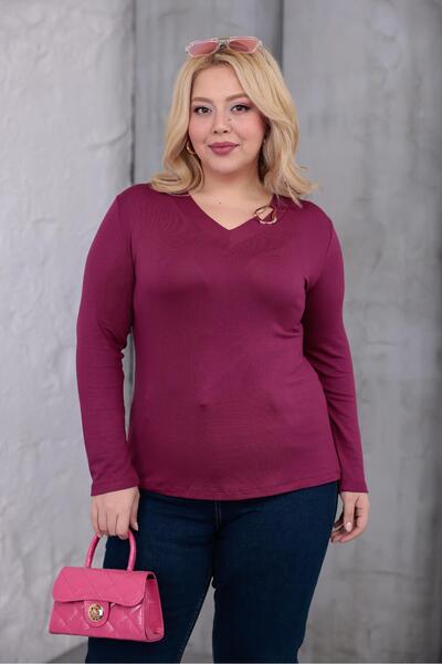 Siyezen Μπλούζα Lycra με χρυσή πόρπη στο γιακά σε μεγάλο μέγεθος