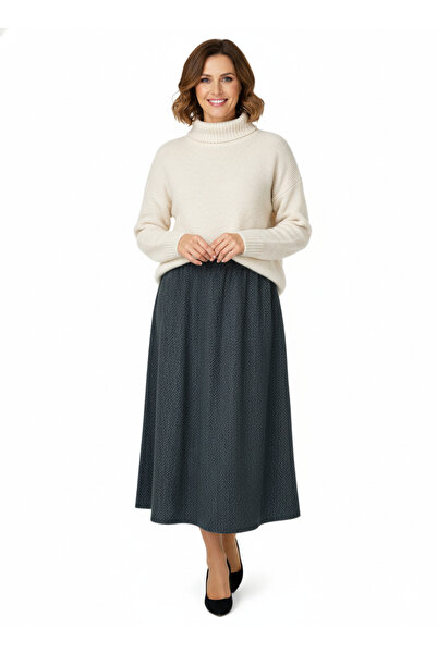 Oppland تنورة شتوية نسائية منقوشة بنمط خطوط مبطن بالصوف مصنوعة من القطن المرن...