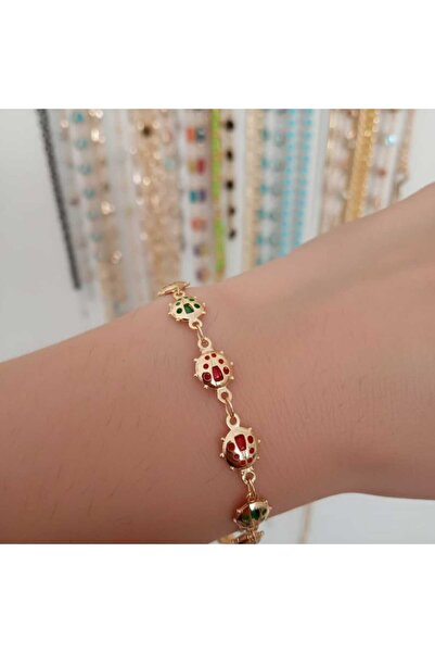 Ralp Moda سوار مطلي بالذهب مع تمثال خنفساء 16 سم + سلسلة تمديد 5 سم