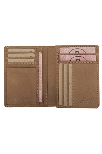 rfid Hunter leather wallet with protection, double stitching, 10 x 12 cm, brown - men's