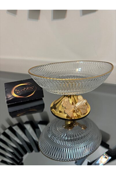 ARS HOME DEKOR GOLD METAL AYAKLI KELEBEKLİ YALDIZLI KÜÇÜK ŞEKERLİK, LOKUMLUK,...