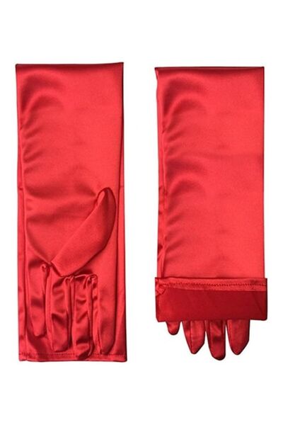 Sarphia Store CoolSmile - Long gloves, Satin, Red, One size