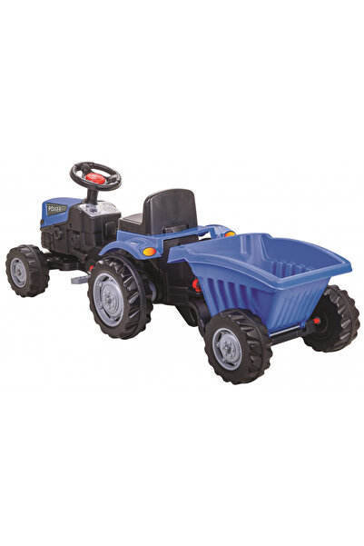 PİLSAN Power Blue children's tractor with trailer, pedal-operated, chain transmission, steering wheel with clutch