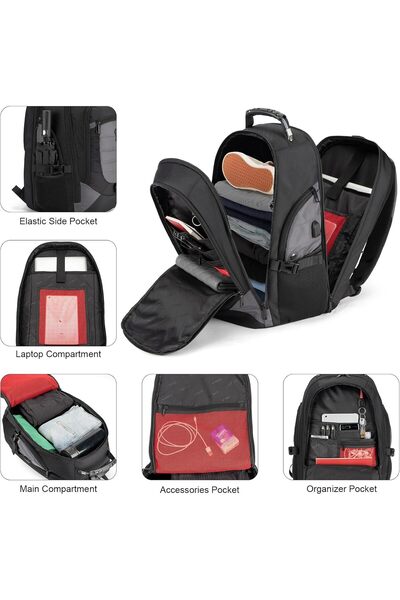 Tzowla Travel Laptop Backpack for Men & Women, 17.3" Water-Resistant Anti-Theft (Dark Grey, 40L)