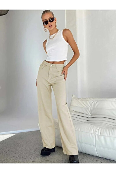 kleshus Γυναικείο παντελόνι τζιν Çnr Cream Casual Lycra Comfortable Cut Palaz...