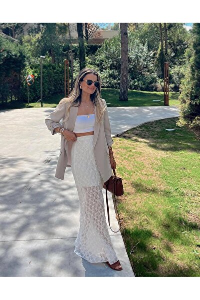 Mzr Collection FUSTĂ DE DAMĂ CĂPTUȘITĂ DIN DANTELĂ