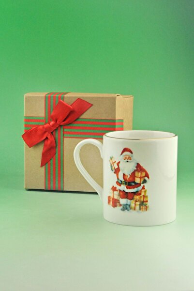 Bursa Porselen Dekor Santa Gold Gilded Porcelain Mug Christmas Gift Boxed