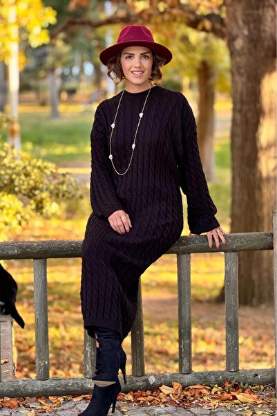Nevin Kaya Moda Black Hair Knitwear Dress