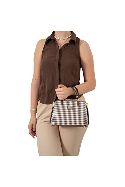 Silver Polo حقيبة كتف للنساء / البنات 987-45742 حقيبة M191 بني أصفر-بني مطفي