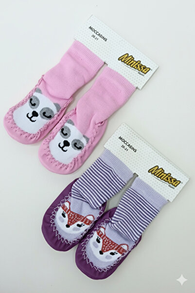 minissa baby kids KIZ HAVLU ÇARIK TABAN ALTI DERİ 2 ÇİFT