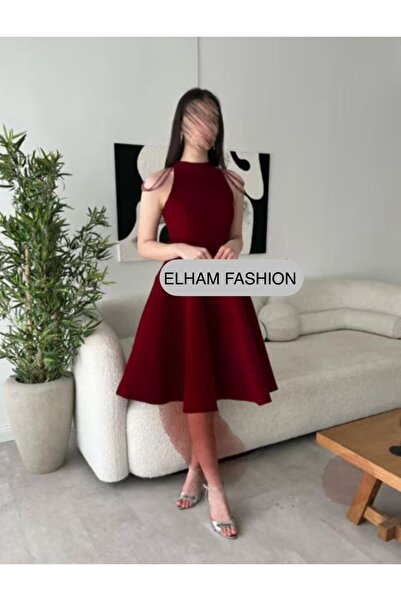ELHAM FASHION فستان سهره جوخ عودي قصير بسلاسل على الكتف