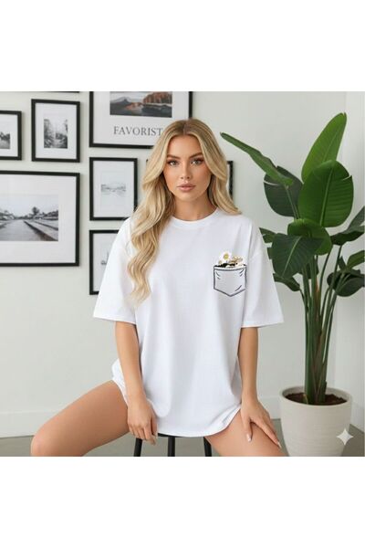 FAVORİST Floare cu imprimeu Femeie tricou