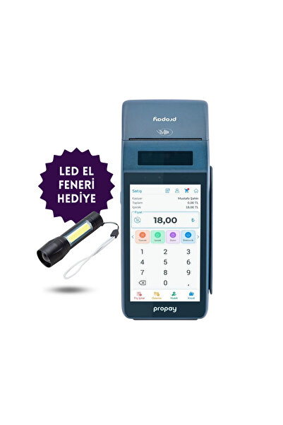 propay P1000 ECR Android Yazar Kasa POS / Led El Feneri + 30 Adet Pos Rulosu ...