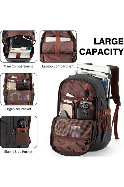 Tzowla Vintage Canvas Laptop Backpack for Men and Women, Fits 15.6-inch