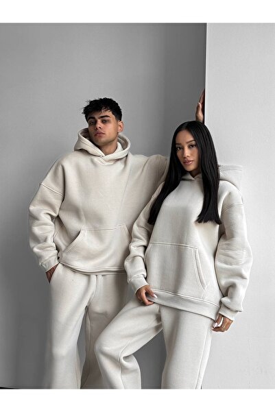 BARLİZ Set de trening cu glugă oversize de bază, special pentru cupluri (SINGUL)