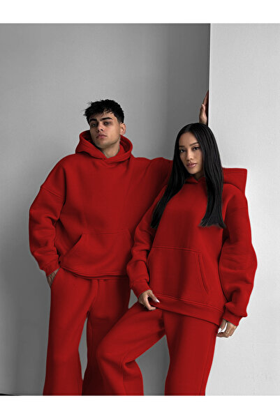 BARLİZ Ειδικό Βασικό Σετ Φόρμας με Κουκούλα σε Μεγάλο Μέγεθος για Ζευγάρια (Μ...