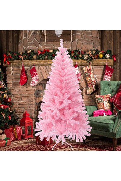 Mado Gallery Artificial Pink Christmas Tree Prelit Warm Lights Mixed Branches Foldable Stand -120cm