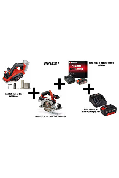 Einhell Set-7(TE-PL 18/82 Li Ak Planya+TE-CS 18/150 Li Ak Daire Test+18V 2,5+4,0 Ah Akü Şarj Cihazı)