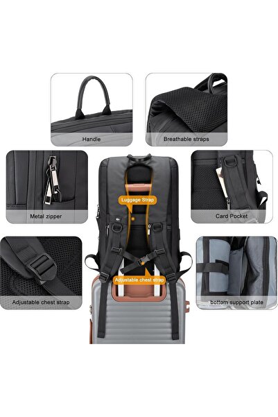 Tzowla Business Laptop Backpack for Men, Slim Waterproof 17.3" with USB/Type-C Port