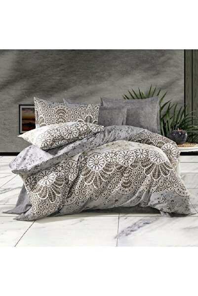 Artenova 2-person bed linen set with 2 pillowcases, duvet cover and bed sheet, gray