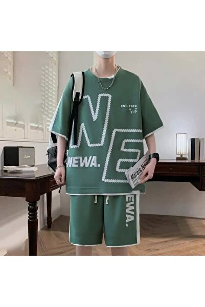 FASHION طقم ملابس رياضية فاخرة قصة فضفاضة بتصميم صحراوي للرجال