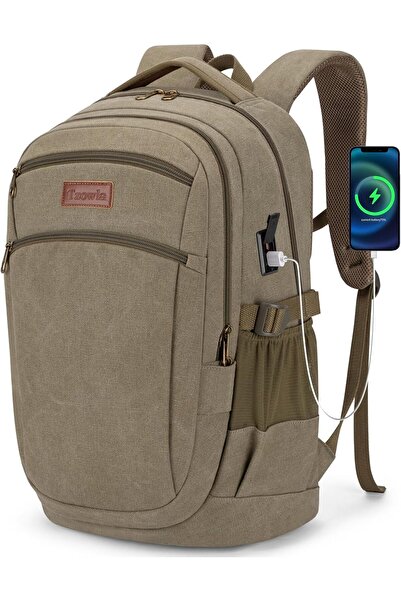 Tzowla Vintage Canvas Laptop Backpack for Men and Women, College Travel Rucksack Fits 15.6 inch