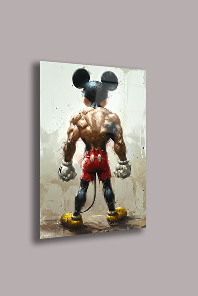 gxe.art Минималистична стъклена картина с силует на Мики Маус