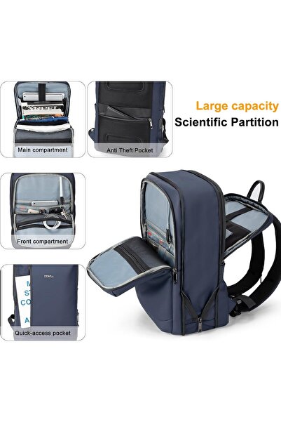 Tzowla Business Laptop Backpack for Men, Waterproof, USB/Type-C Port, Fits 17.3-inch
