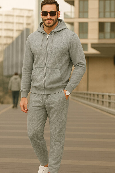 DeFacto Slim Model Erkek Kapüşonlu Eşofman Sweat Takımı