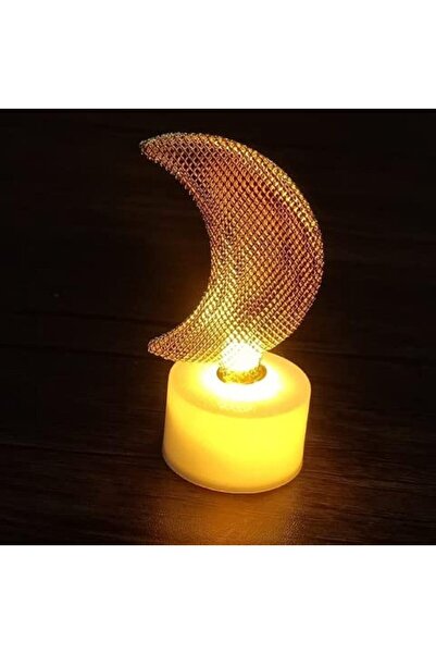 Yuwell EID Ramadan Festival LED Candle Lights, Pack of 3 (Crescent Moon - Golden)
