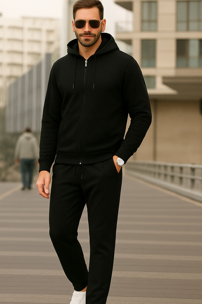 DeFacto Slim Model Erkek Kapüşonlu Eşofman Sweat Takımı