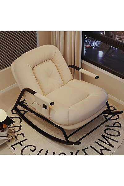 Aralifes Modern Upholstered Rocking Chair Glider Rocker with Adjustable High Backrest Soft Corduroy Chair