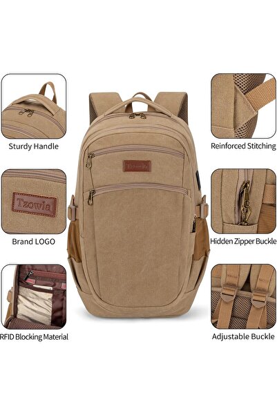 Tzowla Vintage Canvas 15.6" Laptop Backpack - Unisex
