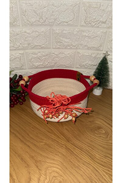 DP Tasarım Evi Hand Knitted Red Christmas Basket, Stylish and Warm Design for...