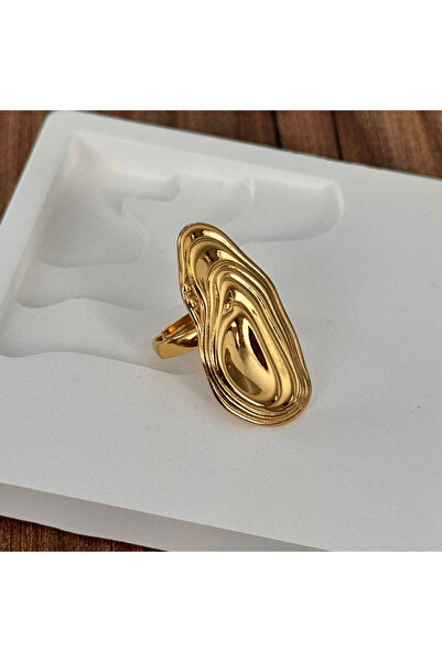 TURKAFONE خاتم ذهبي مسطح - قابل للتعديل