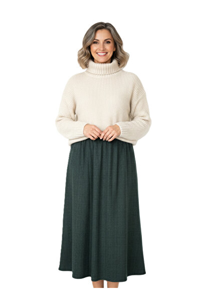 Oppland Fusta de iarnă pentru femei, în carouri, cu model în carouri, cu căpt...