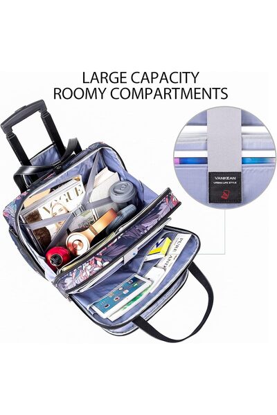 VANKEAN 15.6" Rolling Laptop Briefcase (Floral)