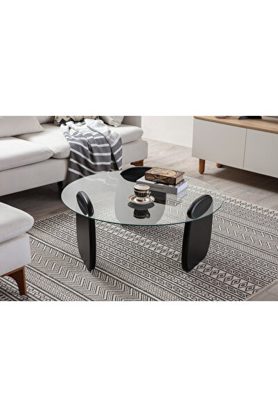 ERİZA Riva, Yeni Nesil Modern Cam Orta Sehpa, Siyah