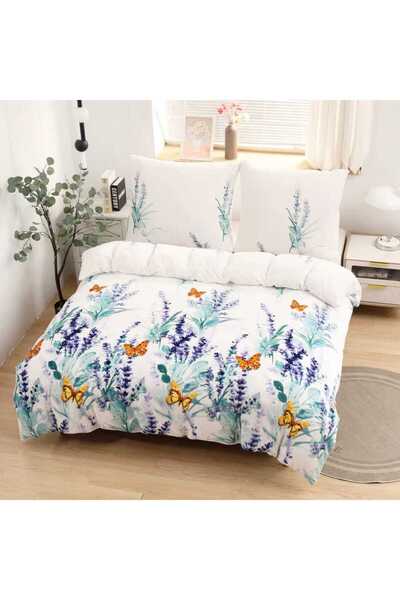 trendyhome Double Fitted Bed Linen with Elastic, Fluffy Material, 4 Pieces – Lavender