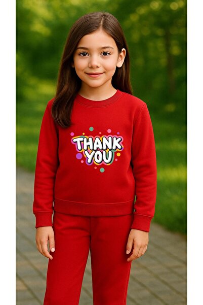 playwear Παιδικό Φούτερ Σετ με στάμπα THANK YOU για Κορίτσια και Αγόρια, με λ...