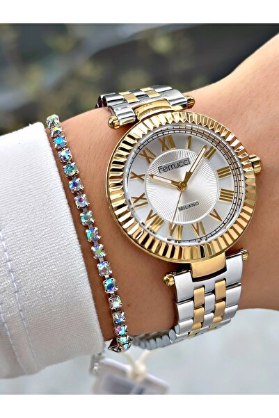 Ferrucci ROMA RAKAMLI GOLD GÜMÜŞ METAL KADIN KOL SAATİ