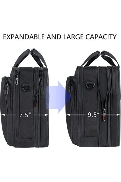 VANKEAN Laptop Bag Briefcase Fits Up to 18-inch Laptops, Water-Repellent, Expandable - Black